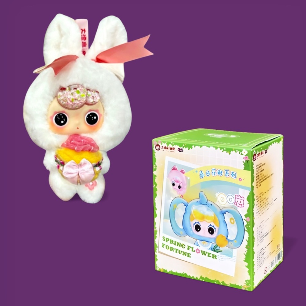 Baby Three X OO Baby Spring Flower Glitter Hair Fortune Plush Pendant Bunny